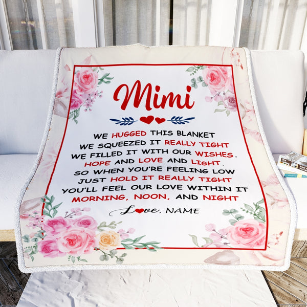 Personalized Mimi Blanket From Grandkids Granddaughter Grandson We Hugged This Blanket Floral Mimi Birthday Mothers Day Christmas Customized Fleece