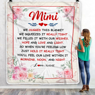 Personalized Mimi Blanket From Grandkids Granddaughter Grandson We Hugged This Blanket Floral Mimi Birthday Mothers Day Christmas Customized Fleece Blanket | siriusteestore