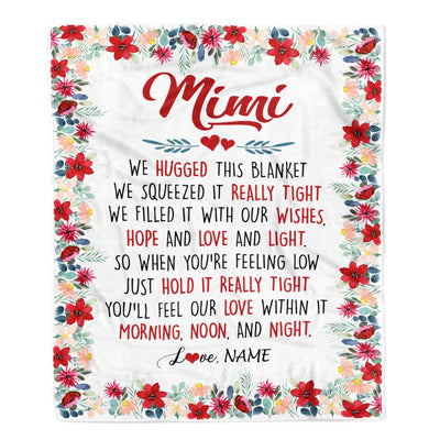 Personalized Mimi Blanket From Grandkids Grandson Granddaughter We Hugged This Blanket Mimi Birthday Mothers Day Christmas Customized Fleece Throw Blanket | siriusteestore