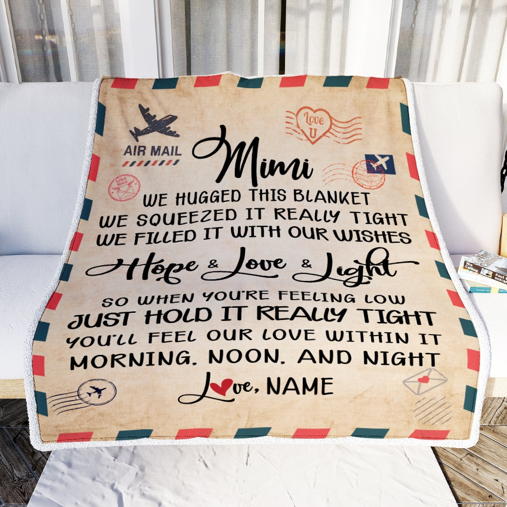 Personalized Mimi Blanket From Grandkids We Hugged This Blanket Mail Letter Mimi Birthday Mothers Day Christmas Customized Fleece Blanket