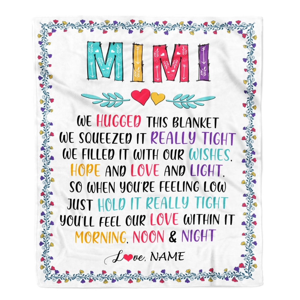 Personalized Mimi Blanket From Grandkids We Hugged This Blanket Mimi Birthday Mothers Day Christmas Customized Fleece Blanket | siriusteestore