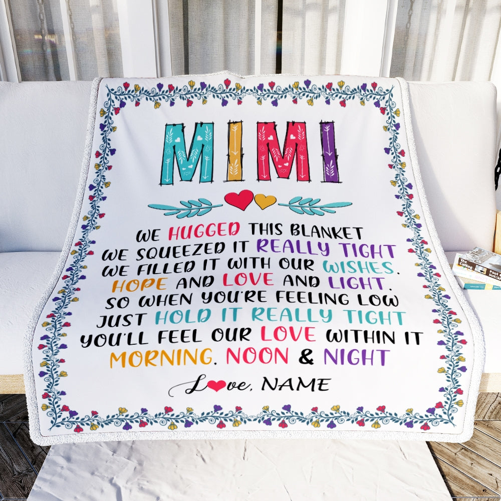 Personalized Mimi Blanket From Grandkids We Hugged This Blanket Mimi Birthday Mothers Day Christmas Customized Fleece Blanket | siriusteestore