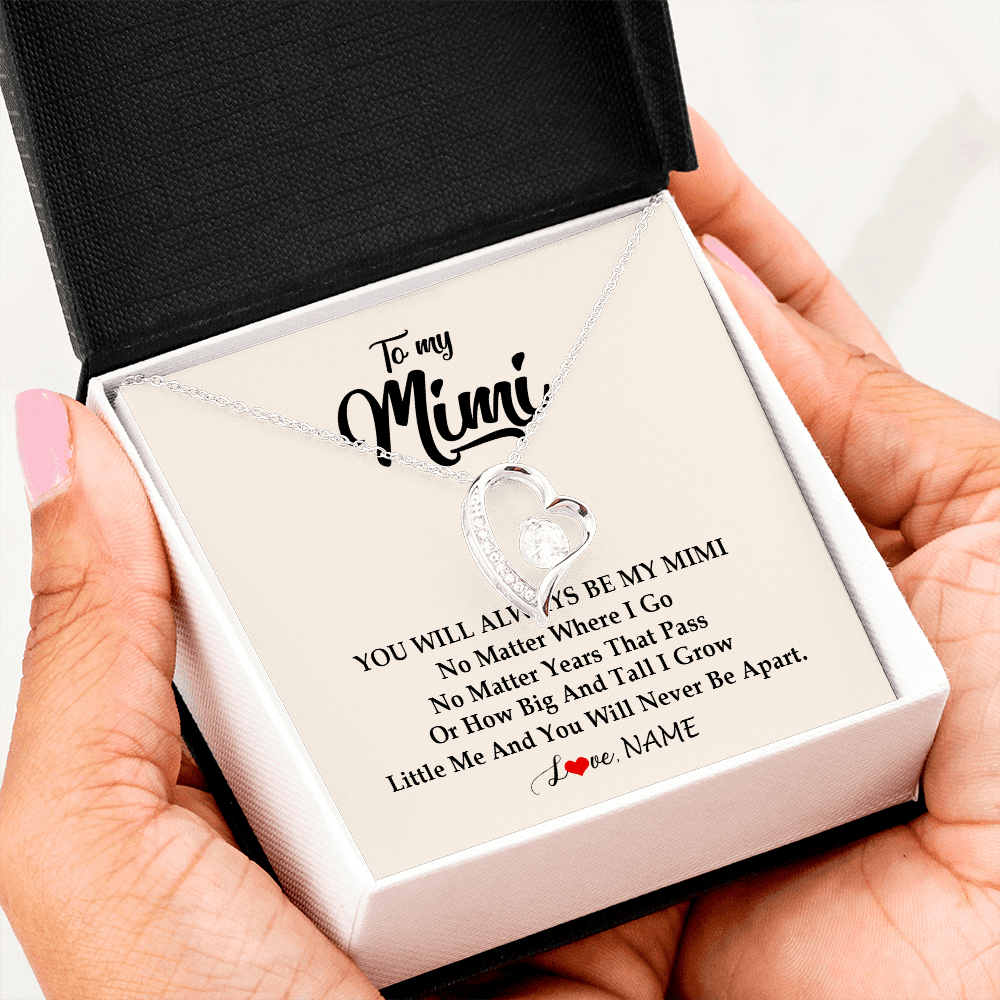 Forever Love Necklace | Personalized Mimi Necklace From Grandkids Granddaughter Grandson You Will Always Be My Mimi Birthday Mothers Day Christmas Customized Gift Box Message Card | siriusteestore