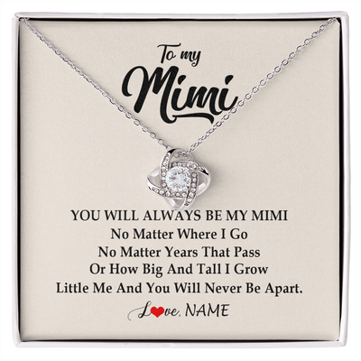 Love Knot Necklace | Personalized Mimi Necklace From Grandkids Granddaughter Grandson You Will Always Be My Mimi Birthday Mothers Day Christmas Customized Gift Box Message Card | siriusteestore