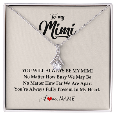 Alluring Beauty Necklace | Personalized Mimi Necklace From Grandkids Granddaughter Grandson You're Always In My Heart Mimi Birthday Mothers Day Christmas Customized Gift Box Message Card | siriusteestore