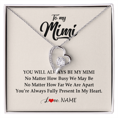 Forever Love Necklace | Personalized Mimi Necklace From Grandkids Granddaughter Grandson You're Always In My Heart Mimi Birthday Mothers Day Christmas Customized Gift Box Message Card | siriusteestore
