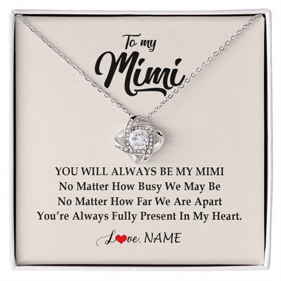 Love Knot Necklace | Personalized Mimi Necklace From Grandkids Granddaughter Grandson You're Always In My Heart Mimi Birthday Mothers Day Christmas Customized Gift Box Message Card | siriusteestore