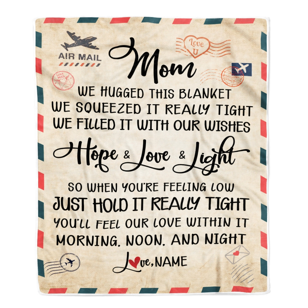 Personalized Mom Blanket From Daughter Son We Hugged This Blanket Mail Letter Mom Birthday Mothers Day Christmas Customized Fleece Blanket | siriusteestore
