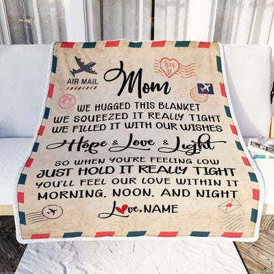 Personalized Mom Blanket From Daughter Son We Hugged This Blanket Mail Letter Mom Birthday Mothers Day Christmas Customized Fleece Blanket | siriusteestore