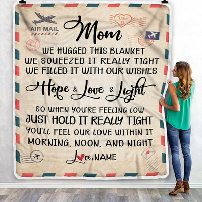 Personalized Mom Blanket From Daughter Son We Hugged This Blanket Mail Letter Mom Birthday Mothers Day Christmas Customized Fleece Blanket | siriusteestore