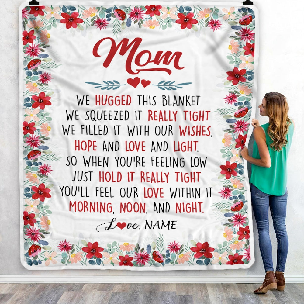 Personalized Mom Blanket From Son, Presents For Moms Birthday, Mom We This  Hugged Blanket