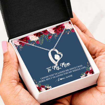 Forever Love Necklace | Personalized Mom Necklace From Daughter Son I've Loved You My Whole Life Floral Mom Birthday Mothers Day Christmas Customized Message Card | siriusteestore