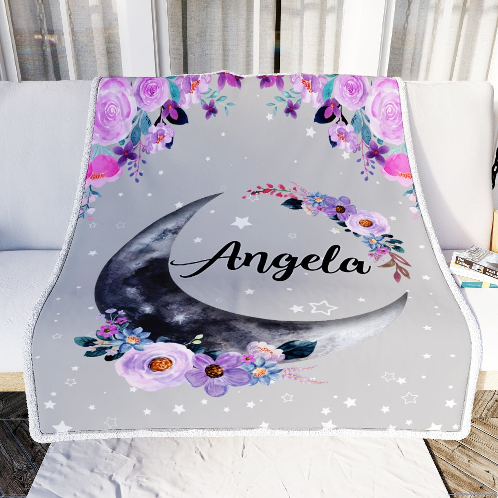Personalized Moon and Stars Baby Luna Blanket Newborn Coming Home Nursery Baby Kids Daughter Granddaughter Niece Birthday Customized Christmas Fleece Blanket | siriusteestore