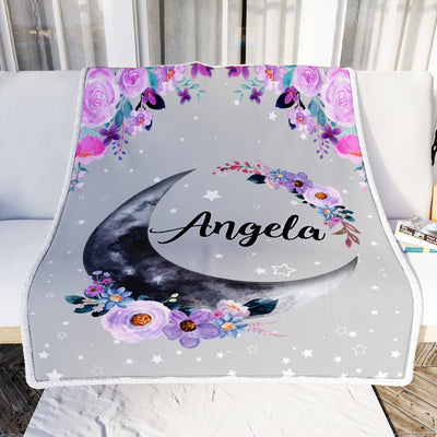 Personalized Moon and Stars Baby Luna Blanket Newborn Coming Home Nursery Baby Kids Daughter Granddaughter Niece Birthday Customized Christmas Fleece Blanket | siriusteestore
