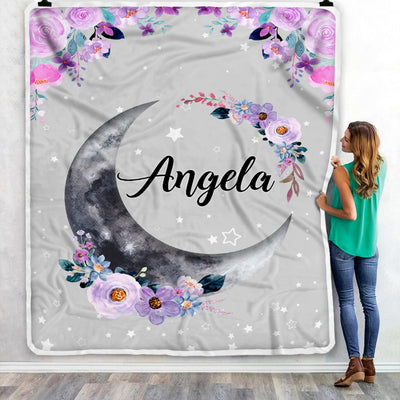 Personalized Moon and Stars Baby Luna Blanket Newborn Coming Home Nursery Baby Kids Daughter Granddaughter Niece Birthday Customized Christmas Fleece Blanket | siriusteestore