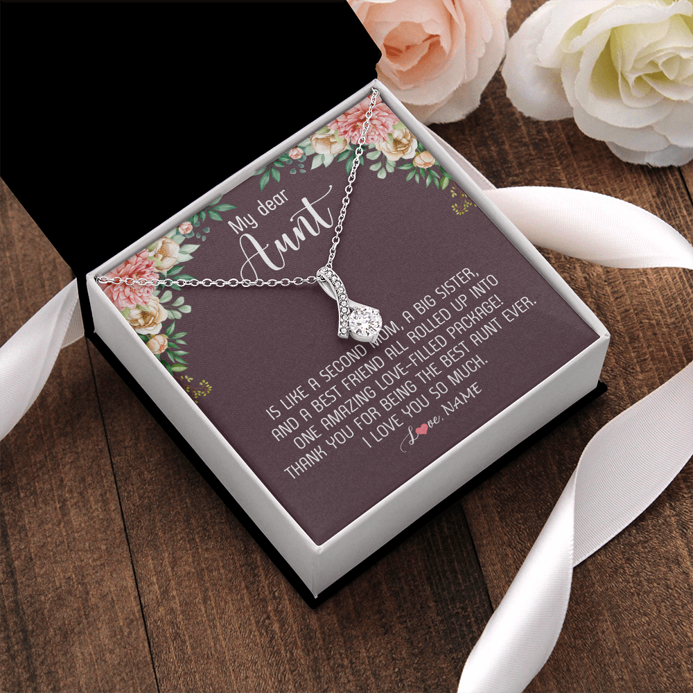 Alluring Beauty Necklace | Personalized My Dear Aunt Necklace From Niece Nephew Like A Second Mom Big Sister Aunt Jewelry Birthday Monthers Day Christmas Customized Gift Box Message Card | siriusteestore