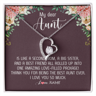 Forever Love Necklace | Personalized My Dear Aunt Necklace From Niece Nephew Like A Second Mom Big Sister Aunt Jewelry Birthday Monthers Day Christmas Customized Gift Box Message Card | siriusteestore