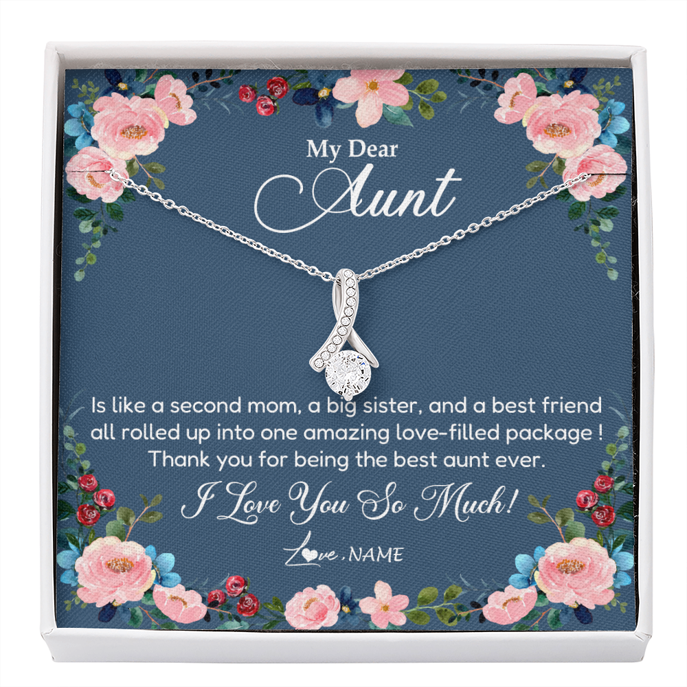 Alluring Beauty Necklace | Personalized My Dear Aunt Necklace From Niece Thank You For Being The Best Aunt Ever Pendant Jewelry Birthday Mothers Day Christmas Customized Message Card | siriusteestore