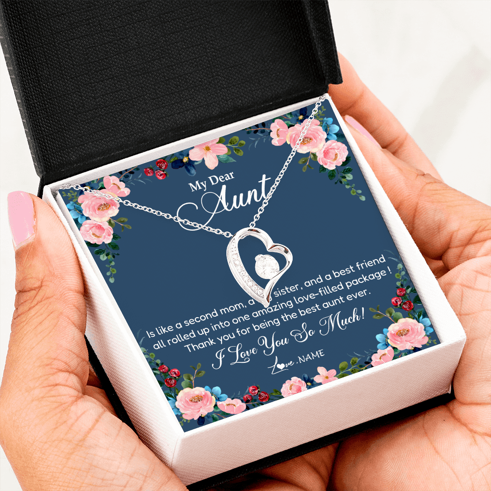 Forever Love Necklace | Personalized My Dear Aunt Necklace From Niece Thank You For Being The Best Aunt Ever Pendant Jewelry Birthday Mothers Day Christmas Customized Message Card | siriusteestore