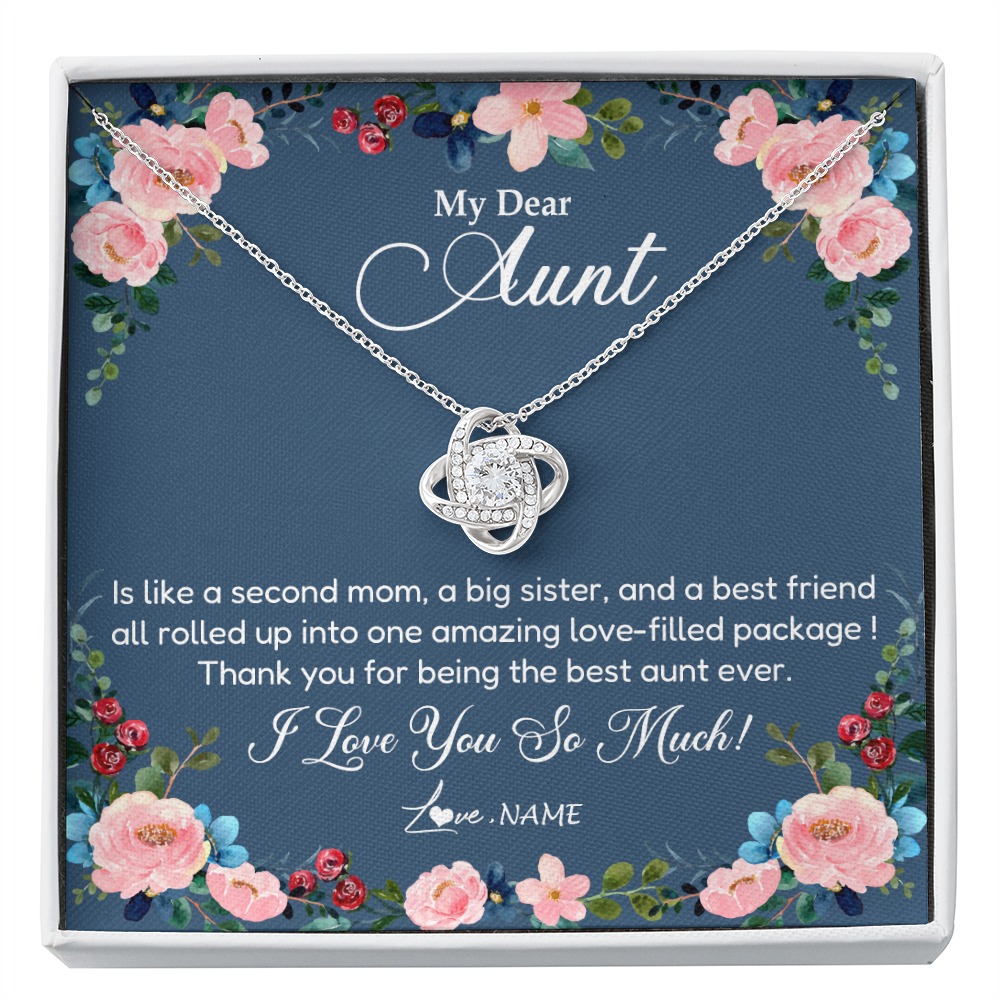 Love Knot Necklace | Personalized My Dear Aunt Necklace From Niece Thank You For Being The Best Aunt Ever Pendant Jewelry Birthday Mothers Day Christmas Customized Message Card | siriusteestore
