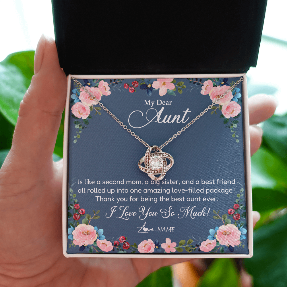 Love Knot Necklace | Personalized My Dear Aunt Necklace From Niece Thank You For Being The Best Aunt Ever Pendant Jewelry Birthday Mothers Day Christmas Customized Message Card | siriusteestore