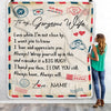 Personalized My Gorgeous Wife Blanket from Husband Letter Air Mail Wedding Anniversary Birthday Christmas Customized Fleece Blanket | siriusteestore