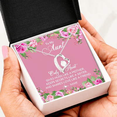 Forever Love Necklace | Personalized My My Aunt Necklace From Niece Only An Aunt Gives Hugs Like A Mother Aunt Pendant Jewelry Birthday Mothers Day Christmas Customized Message Card | siriusteestore