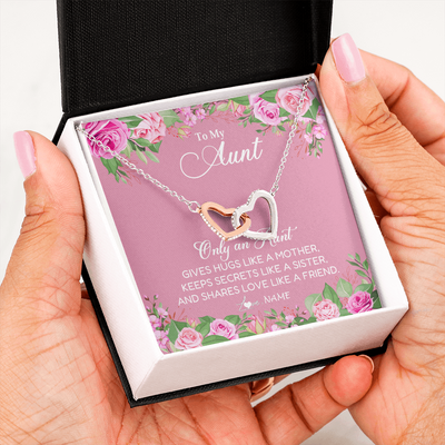 Interlocking Hearts Necklace | Personalized My My Aunt Necklace From Niece Only An Aunt Gives Hugs Like A Mother Aunt Pendant Jewelry Birthday Mothers Day Christmas Customized Message Card | siriusteestore