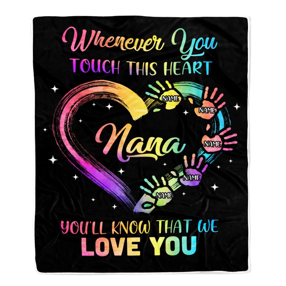 Personalized Nana Blanket From Grandkids Granddaughter Grandson We Love You Grandparent Nana Birthday Mothers Day Christmas Customized Bed Fleece Throw Blanket | siriusteestore