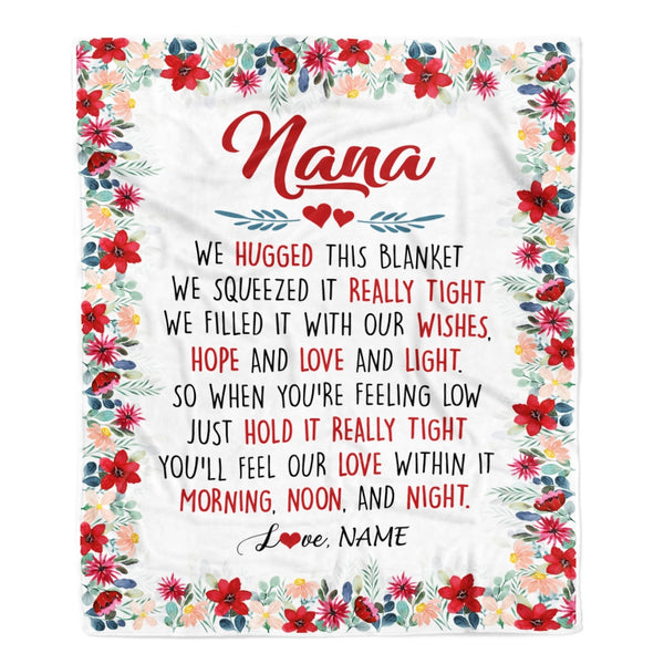 Personalized Nana Blanket From Grandkids Grandson Granddaughter We Hug 