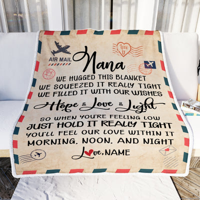 Personalized Nana Blanket From Grandkids We Hugged This Blanket Mail Letter Nana Birthday Mothers Day Christmas Customized Fleece Blanket | siriusteestore
