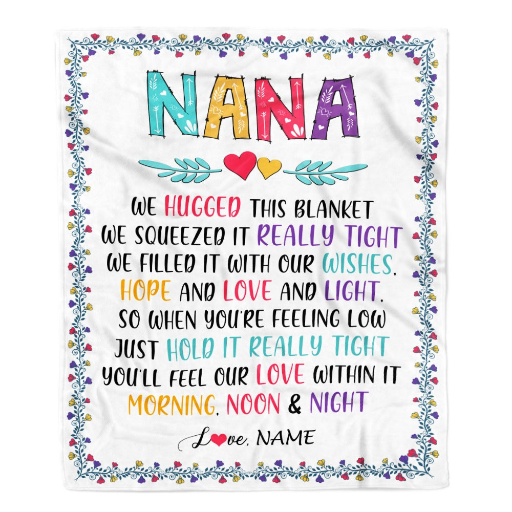 Personalized Nana Blanket From Grandkids We Hugged This Blanket Nana Birthday Mothers Day Christmas Customized Fleece Blanket | siriusteestore