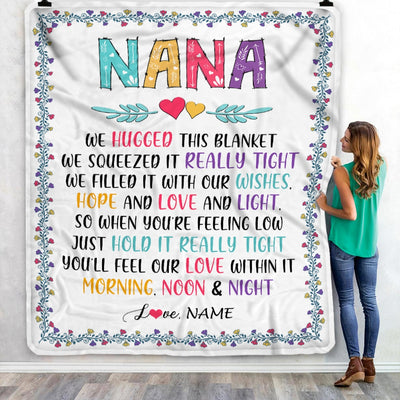 Personalized Nana Blanket From Grandkids We Hugged This Blanket Nana Birthday Mothers Day Christmas Customized Fleece Blanket | siriusteestore