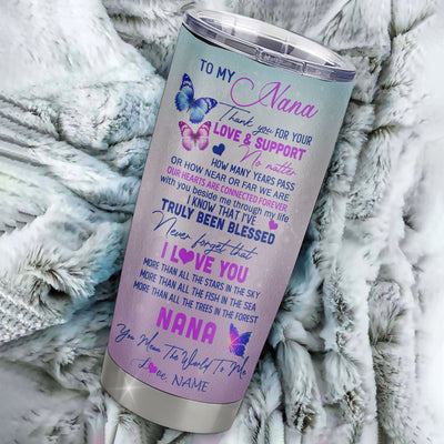 Personalized Nana From Granddaughter Grandson Stainless Steel Tumbler Cup Thank You Never Forget I Love You Nana Mothers Day Birthday Christmas Travel Mug | siriusteestore