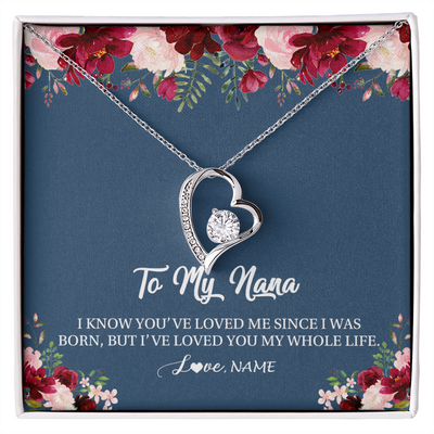 Forever Love Necklace | Personalized Nana Necklace From Grandkids Granddaughter Grandson I've Loved You My Whole Life Floral Nana Birthday Mothers Day Christmas Customized Message Card | siriusteestore