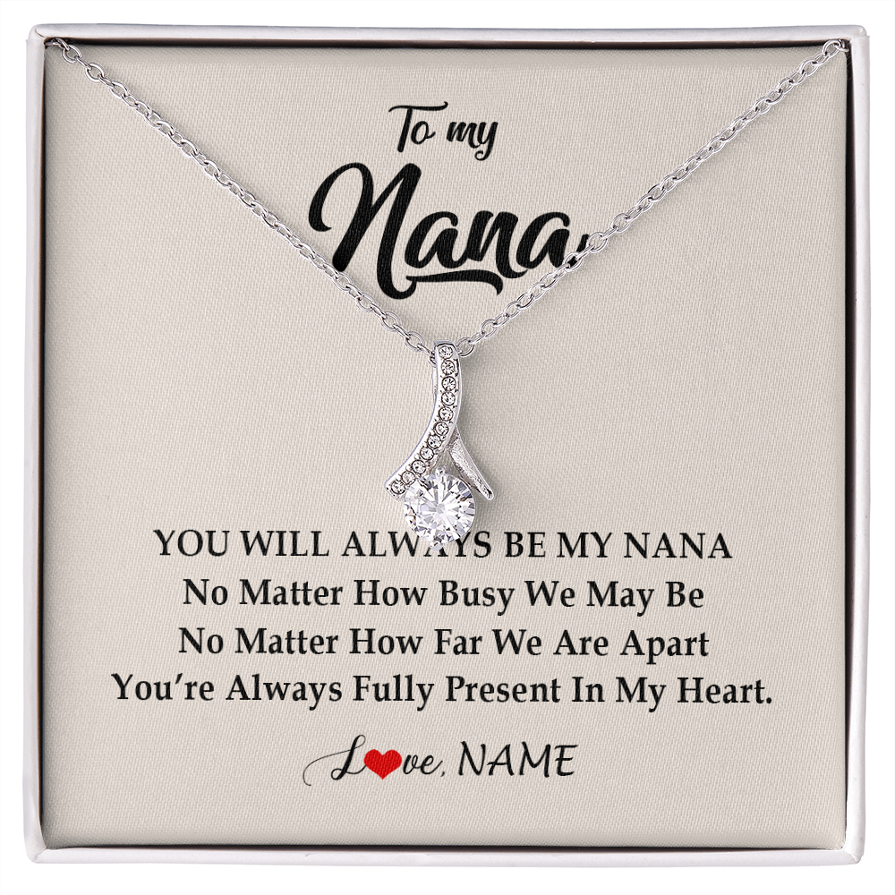 Alluring Beauty Necklace | Personalized Nana Necklace From Grandkids Granddaughter Grandson You're Always In My Heart Nana Birthday Mothers Day Christmas Customized Gift Box Message Card | siriusteestore