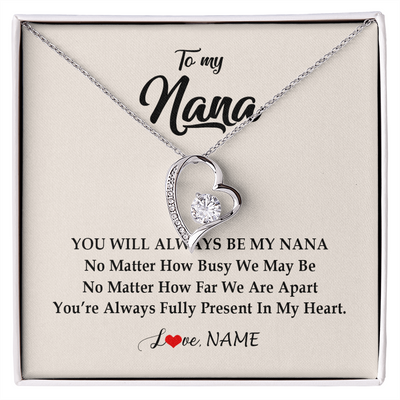 Forever Love Necklace | Personalized Nana Necklace From Grandkids Granddaughter Grandson You're Always In My Heart Nana Birthday Mothers Day Christmas Customized Gift Box Message Card | siriusteestore