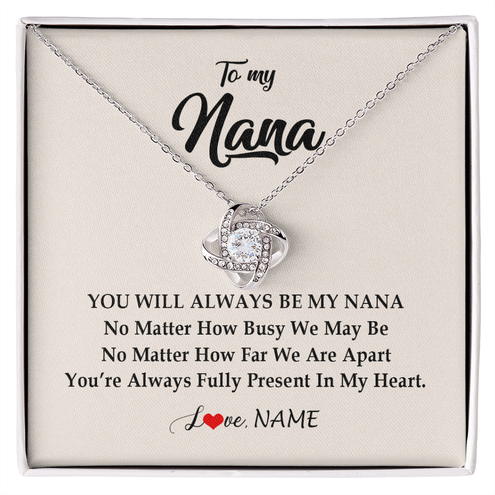 Love Knot Necklace | Personalized Nana Necklace From Grandkids Granddaughter Grandson You're Always In My Heart Nana Birthday Mothers Day Christmas Customized Gift Box Message Card | siriusteestore
