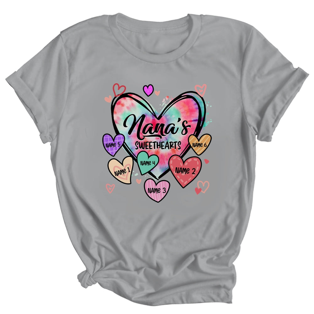 Personalized Nana Sweethearts Custom With Grandkids Name Valentines Day Mothers Day Birthday Christmas Shirt & Tank Top | siriusteestore