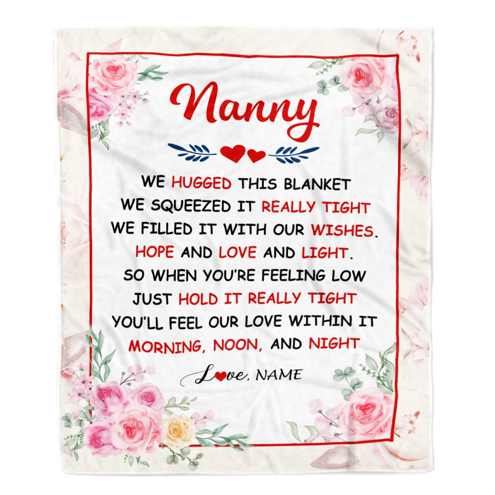 Personalized Nanny Blanket From Kids We Hugged This Blanket Floral Nanny Birthday Mothers Day Christmas Customized Fleece Throw Blanket | siriusteestore
