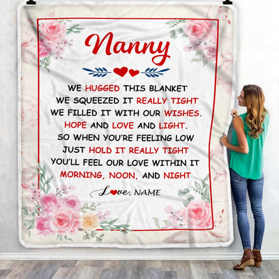 Personalized Nanny Blanket From Kids We Hugged This Blanket Floral Nanny Birthday Mothers Day Christmas Customized Fleece Throw Blanket | siriusteestore