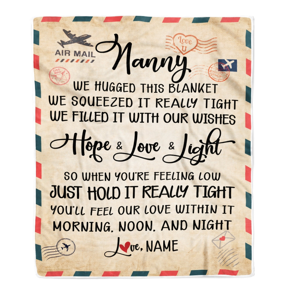 Personalized Nanny Blanket From Kids We Hugged This Blanket Mail Letter Nanny Birthday Mothers Day Christmas Customized Fleece Blanket | siriusteestore