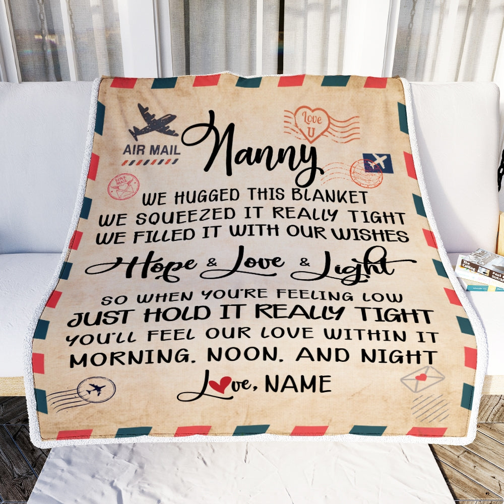 Personalized Nanny Blanket From Kids We Hugged This Blanket Mail Letter Nanny Birthday Mothers Day Christmas Customized Fleece Blanket | siriusteestore