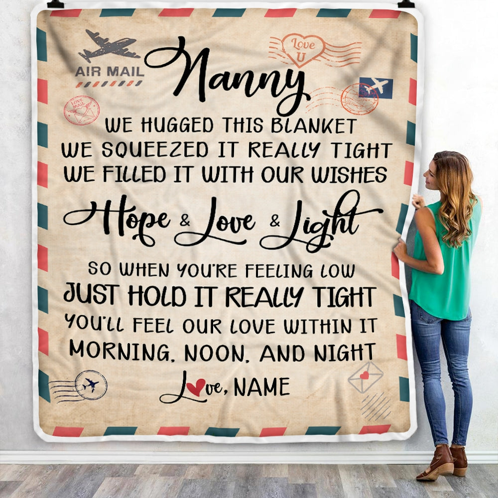Personalized Nanny Blanket From Kids We Hugged This Blanket Mail Letter Nanny Birthday Mothers Day Christmas Customized Fleece Blanket | siriusteestore