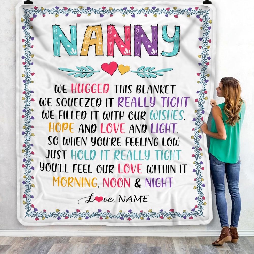 Personalized Nanny Blanket From Kids We Hugged This Blanket Nanny Birthday Mothers Day Christmas Customized Fleece Blanket | siriusteestore