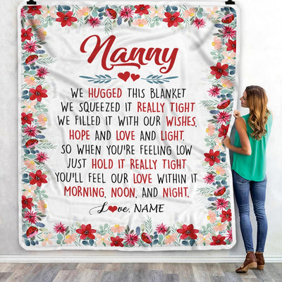 Personalized Nanny Blanket From Kids We Hugged This Blanket Nanny Birthday Mothers Day Christmas Customized Fleece Throw Blanket | siriusteestore