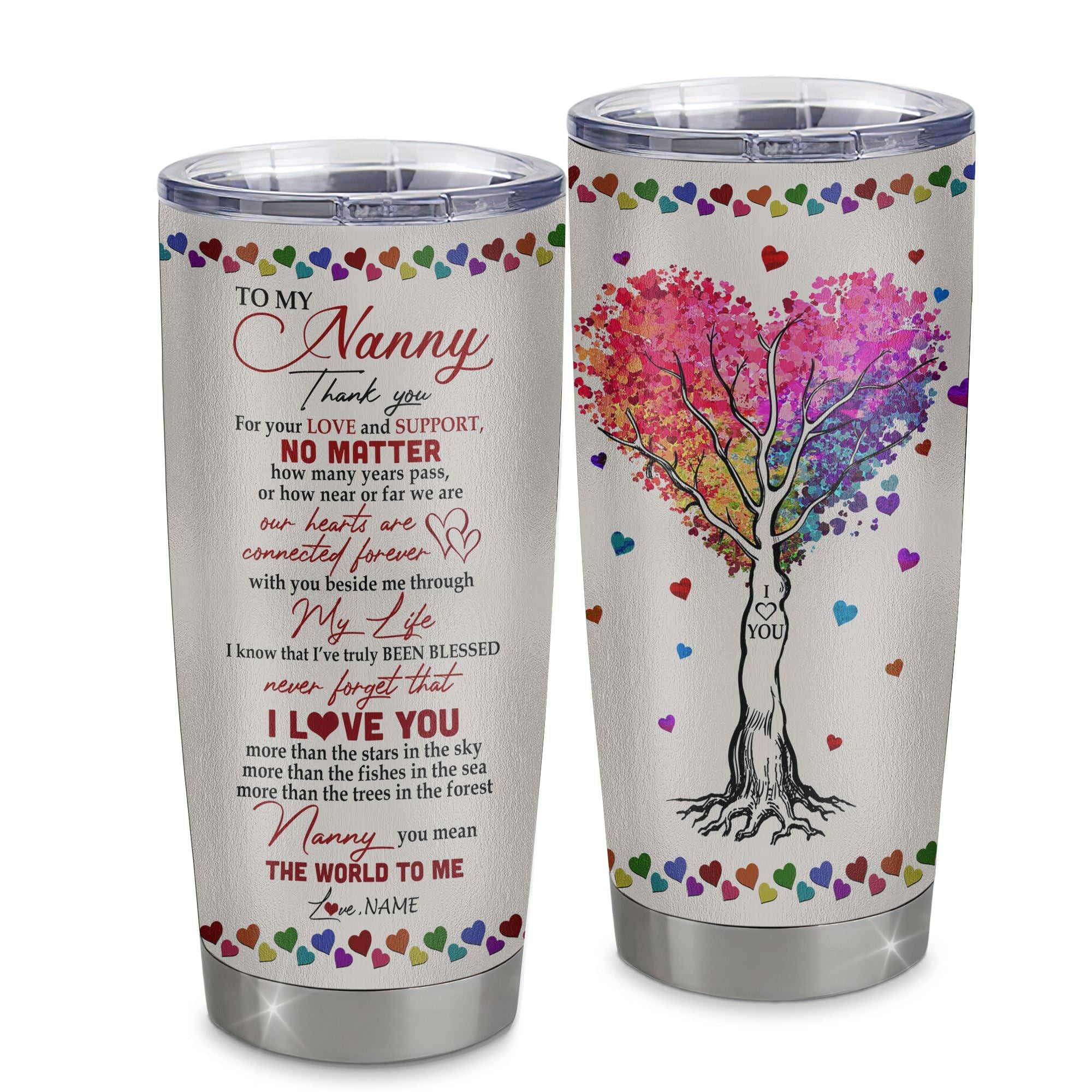 Personalized Nanny From Kids Stainless Steel Tumbler Cup Never Forget I Love You You Mean The World To Me Nanny Mothers Day Birthday Christmas Travel Mug | siriusteestore
