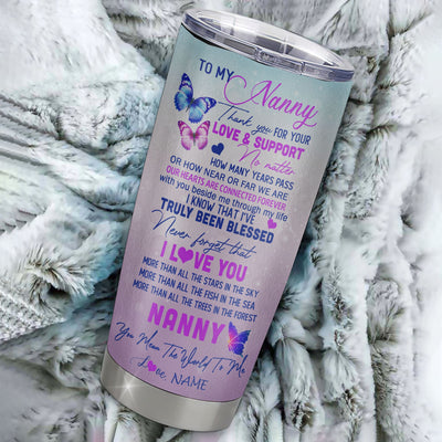 Personalized To My Nanny Tumbler From Kids Stainless Steel Cup Butterfly  Thank You For Your Love Nanny Gift Birthday Mothers Day Christmas Custom Travel  Mug 