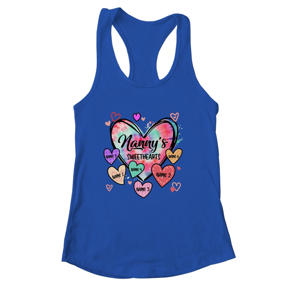 Personalized Nanny Sweethearts Custom With Grandkids Name Valentines Day Mothers Day Birthday Christmas Shirt & Tank Top | siriusteestore