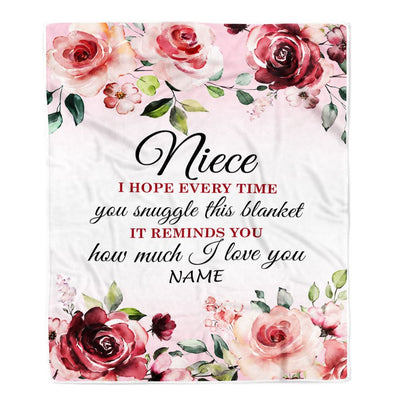 Personalized Niece Blanket From Aunt Auntie Uncle We Hope Every Time Rose Floral Niece Birthday Graduation Christmas Customized Bed Fleece Throw Blanket | siriusteestore